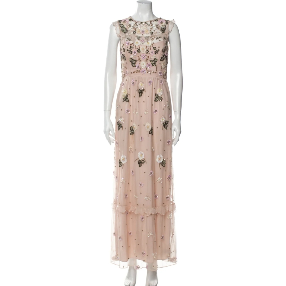 Needle & Thread floral sequin gown